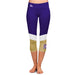 JMU Dukes Vive La Fete Game Day Collegiate Ankle Color Block Women Purple Gold Capri Leggings