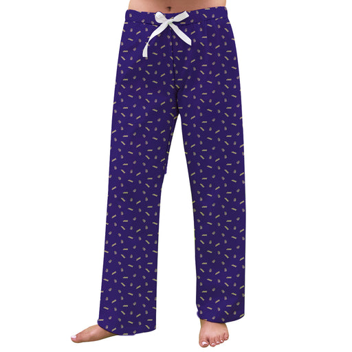 James Madison University Dukes Vive La Fete Game Day All Over Logo Women Purple Lounge Pants