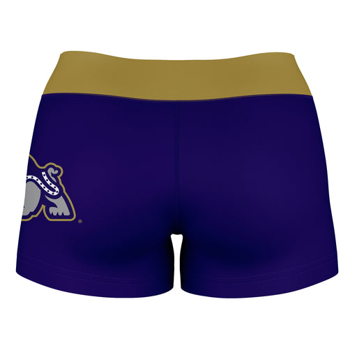 James Madison Dukes Vive La Fete Logo on Thigh & Waistband Purple Gold Women Yoga Booty Workout Shorts 3.75 Inseam - Vive La Fête - Online Apparel Store