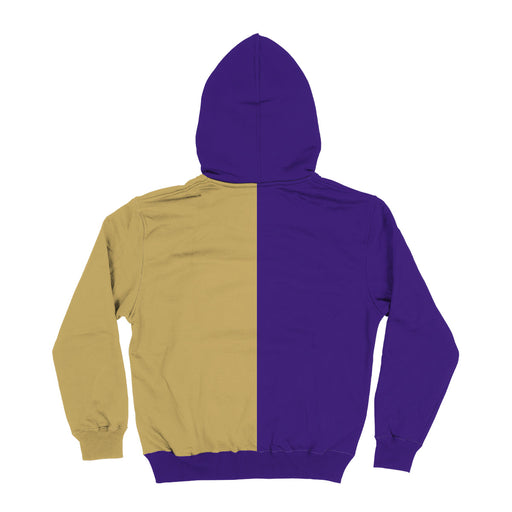 James Madison Dukes Vive La Fete Color Block Womens Purple Gold Fleece Long Sleeve Hoodie V2 - Vive La Fête - Online Apparel Store