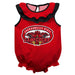 Jacksonville State Gamecocks Red Sleeveless Ruffle Onesie Logo Bodysuit by Vive La Fete