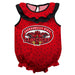Jacksonville State Gamecocks Swirls Red Sleeveless Ruffle Onesie Logo Bodysuit