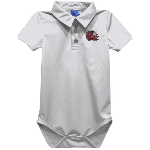 Jacksonville State Gamecocks Embroidered White Solid Knit Polo Onesie