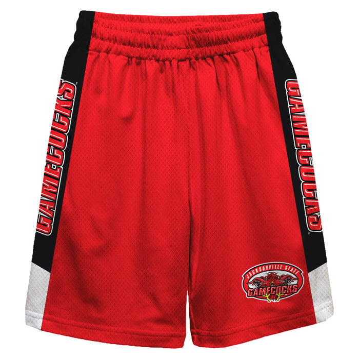 Jacksonville State Gamecocks Vive La Fete Game Day Red Stripes Boys Solid Black Athletic Mesh Short