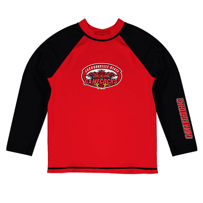 Jacksonville State Gamecocks Vive La Fete Logo Red Black Long Sleeve Raglan Rashguard