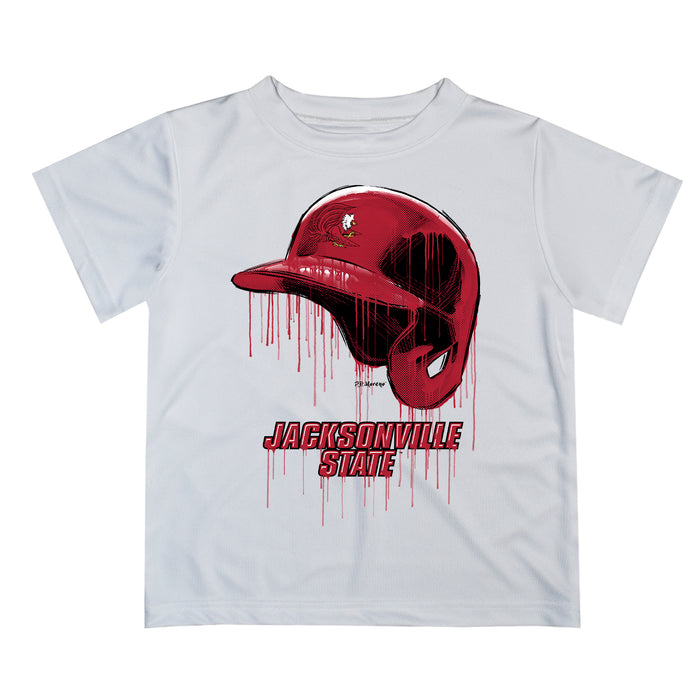 Jacksonville State Gamecocks Original Dripping Baseball Hat White T-Shirt by Vive La Fete