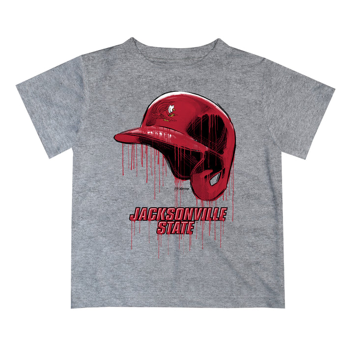 Jacksonville State Gamecocks Original Dripping Baseball Hat Gray T-Shirt by Vive La Fete
