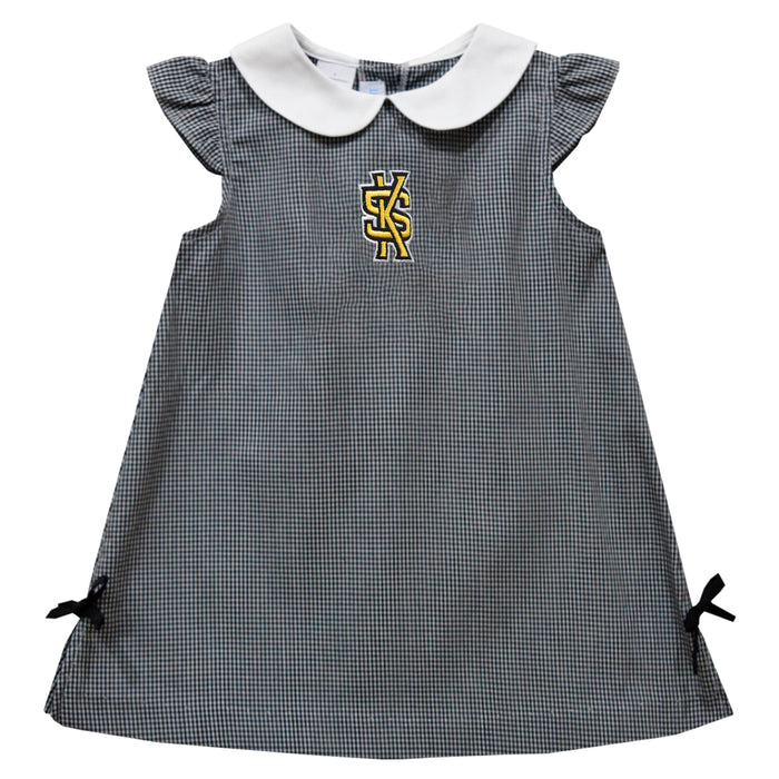 Kennesaw State University KSU Owls Embroidered Black Gingham  A Line Dress