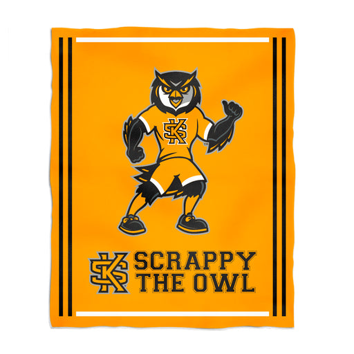 Kennesaw State University KSU Owls Vive La Fete Kids Game Day Gold Plush Soft Minky Blanket 36 x 48 Mascot