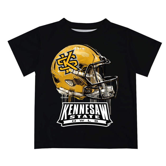 Kennesaw State University KSU Owls Original Dripping Football Helmet Black T-Shirt by Vive La Fete