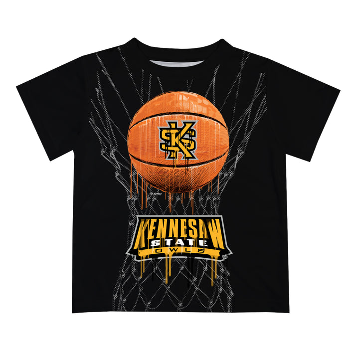 Kennesaw State Owls Original Dripping Basketball Black T-Shirt by Vive La Fete