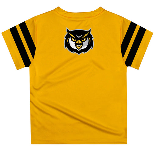 Kennesaw State University KSU Owls Vive La Fete Boys Game Day Gold Short Sleeve Tee with Stripes on Sleeves - Vive La Fête - Online Apparel Store