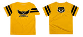 Kennesaw State University KSU Owls Vive La Fete Boys Game Day Gold Short Sleeve Tee with Stripes on Sleeves - Vive La Fête - Online Apparel Store