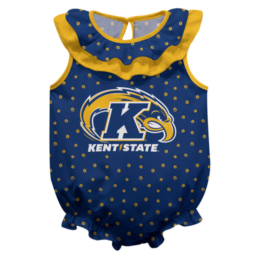 Kent State Golden Flashes Swirls Blue Sleeveless Ruffle Onesie Logo Bodysuit