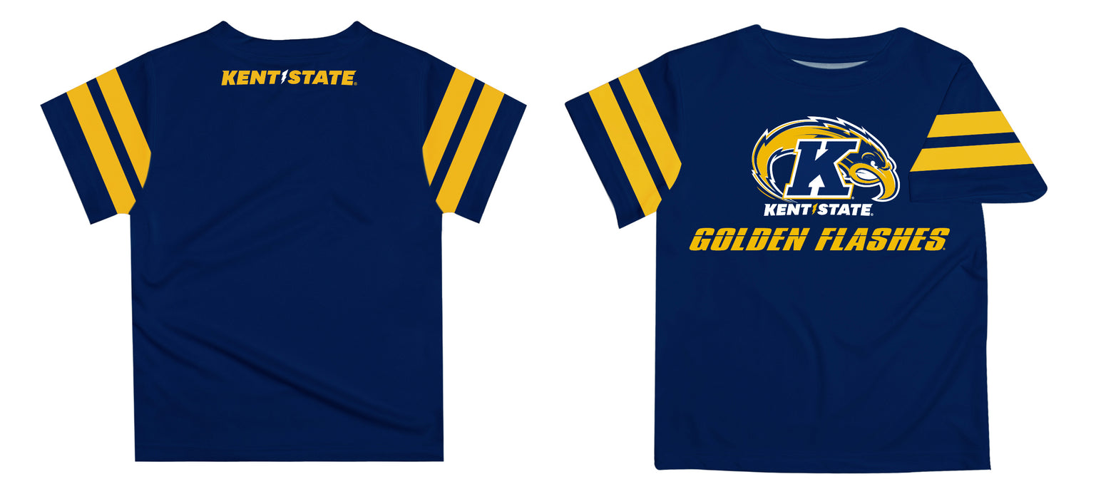 Kent State Golden Flashes Vive La Fete Boys Game Day Blue Short Sleeve Tee with Stripes on Sleeves - Vive La Fête - Online Apparel Store
