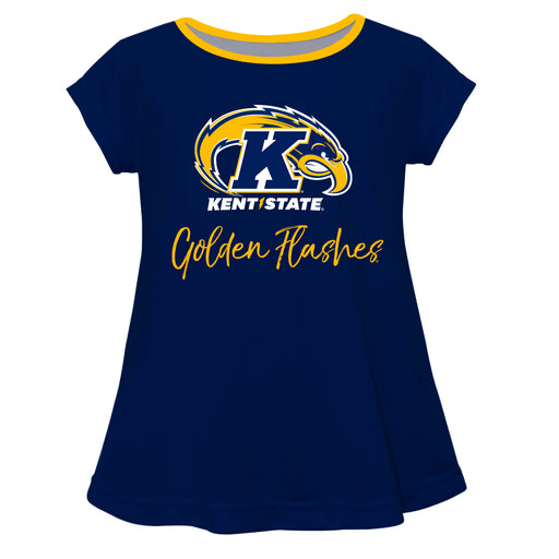 Kent State Golden Flashes Vive La Fete Girls Game Day Short Sleeve Blue Top with School Logo and Name - Vive La Fête - Online Apparel Store