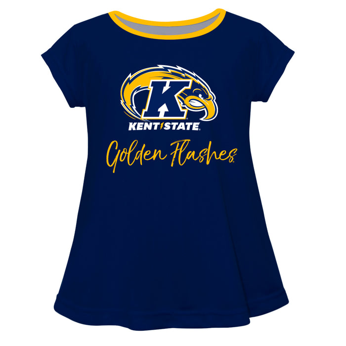 Kent State Golden Flashes Vive La Fete Girls Game Day Short Sleeve Blue Top with School Logo and Name - Vive La Fête - Online Apparel Store