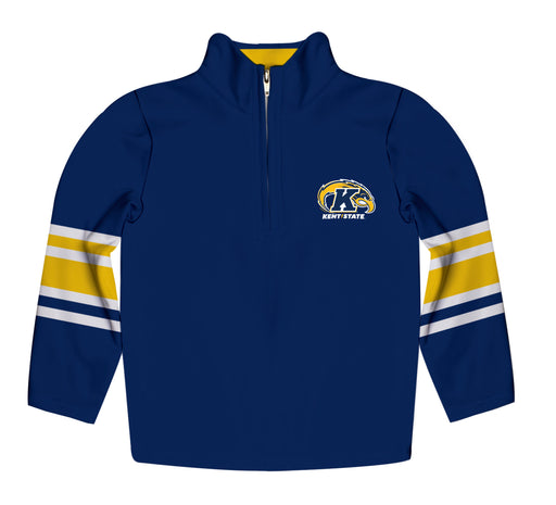Kent State Golden Flashes Vive La Fete Game Day Navy Quarter Zip Pullover Stripes on Sleeves - Vive La Fête - Online Apparel Store