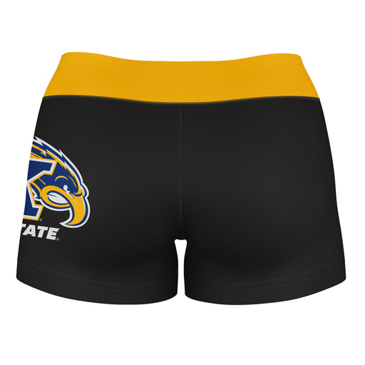 Kent State Golden Flashes Logo on Thigh and Waistband Black & Gold Women Yoga Booty Workout Shorts 3.75 Inseam" - Vive La Fête - Online Apparel Store