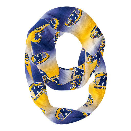 Kent State Golden Flashes Vive La Fete All Over Logo Game Day Collegiate Women Ultra Soft Knit Infinity Scarf