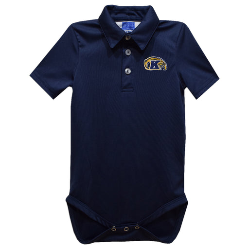 Kent State Golden Flashes Embroidered Navy Solid Knit Polo Onesie