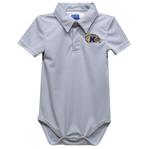 Kent State Golden Flashes Embroidered Gray Stripe Knit Polo Onesie