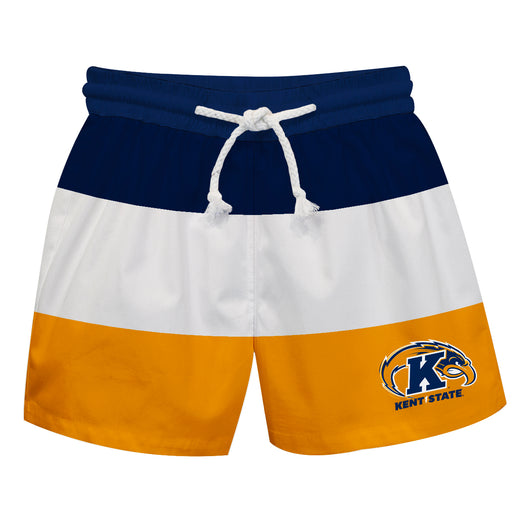Kent State Golden Flashes Vive La Fete Blue White Gold Stripes Swimtrunks V1