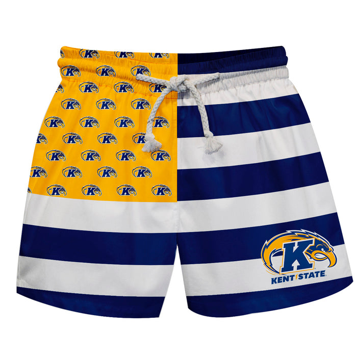 Kent State Golden Flashes Vive La Fete Game Day Blue White Gold Flag Swimtrunks V1