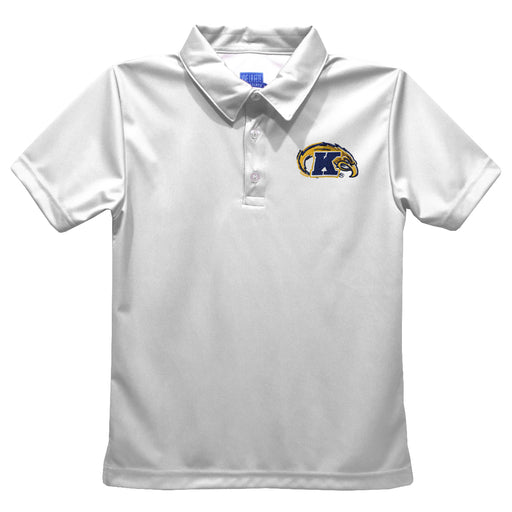 Kent State Golden Flashes Embroidered White Short Sleeve Polo Box Shirt