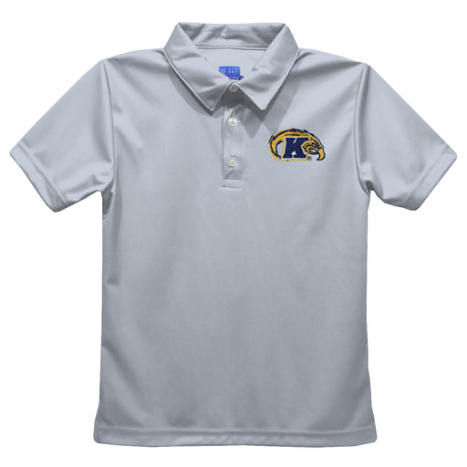 Kent State Golden Flashes Embroidered Gray Short Sleeve Polo Box Shirt