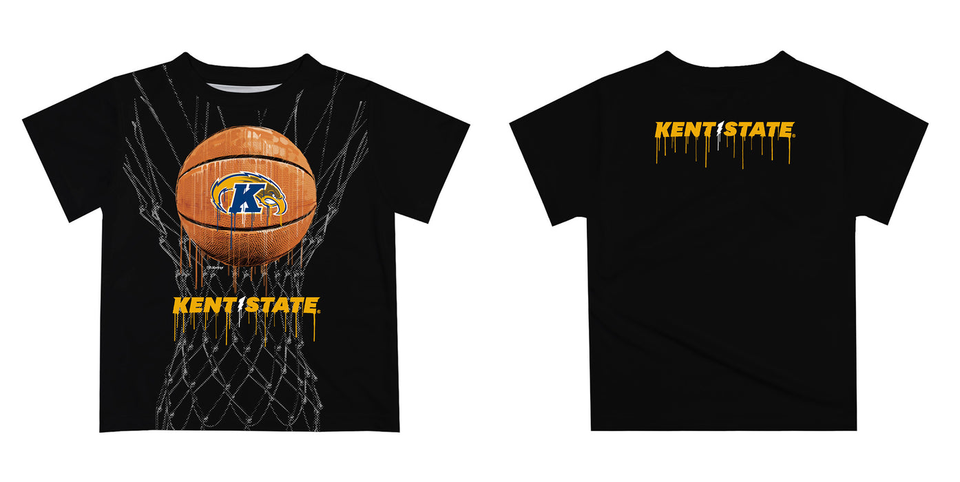Kent State Golden Flashes Dripping Basketball Black T-Shirt by Vive La Fete - Vive La Fête - Online Apparel Store