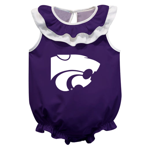 Kansas State University Wildcats K-State Purple Sleeveless Ruffle Onesie Logo Bodysuit by Vive La Fete