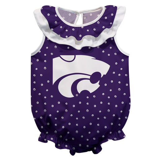 Kansas State Wildcats KSU K-State Swirls Purple Sleeveless Ruffle Onesie Logo Bodysuit
