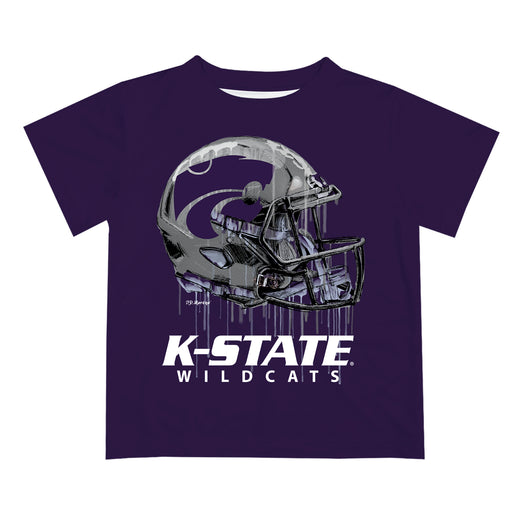 Kansas State University Wildcats K-State Original Dripping Football Helmet Purple T-Shirt by Vive La Fete