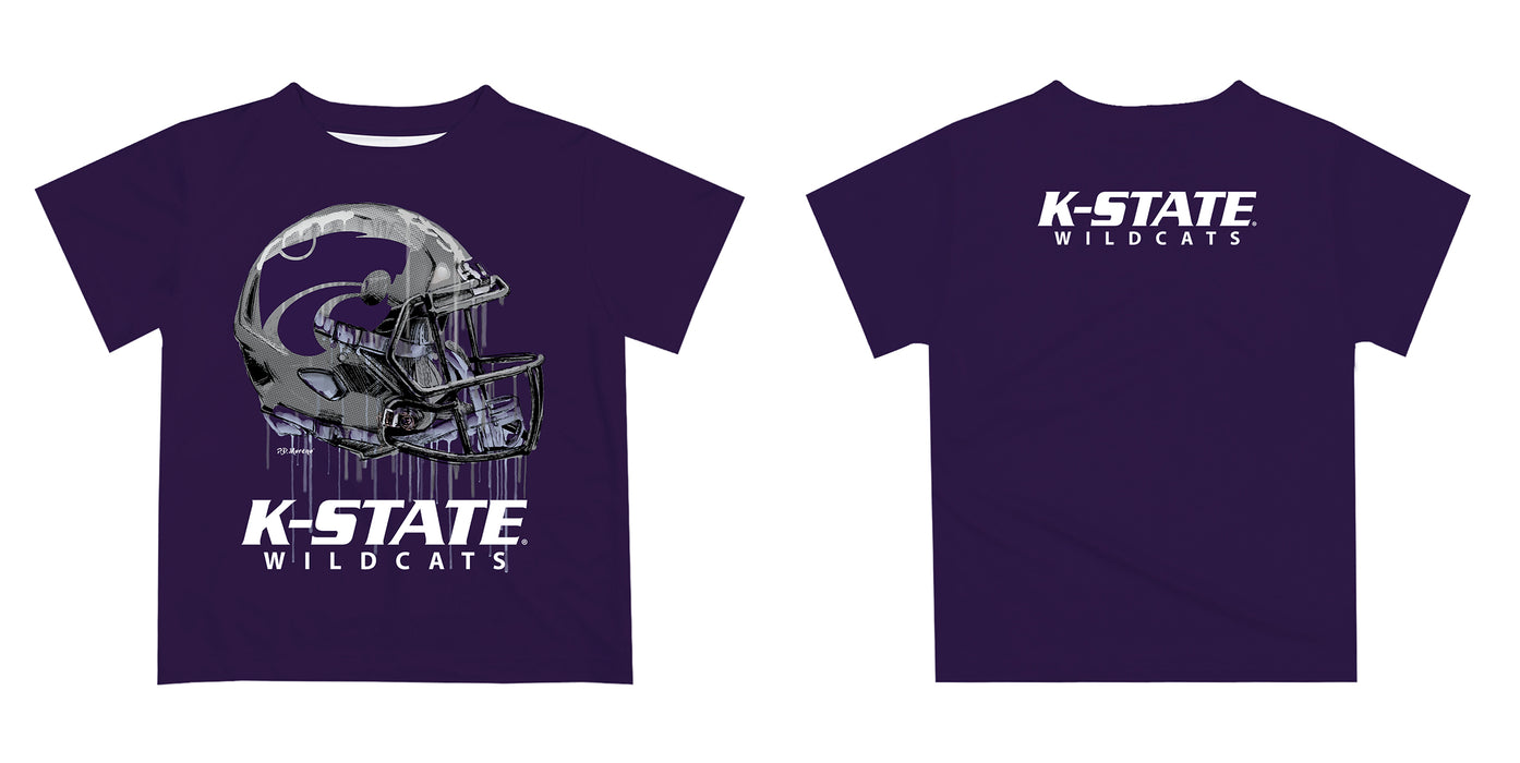 Kansas State University Wildcats K-State Original Dripping Football Helmet Purple T-Shirt by Vive La Fete - Vive La Fête - Online Apparel Store