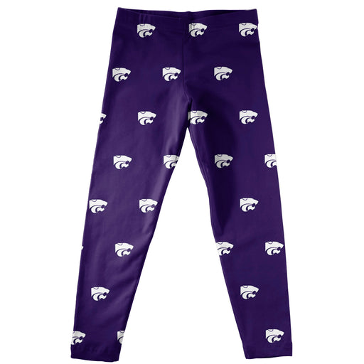 Kansas State University Wildcats K-State Girls Game Day All Over Logo Elastic Waist Classic Play Purple Leggings Tights - Vive La Fête - Online Apparel Store