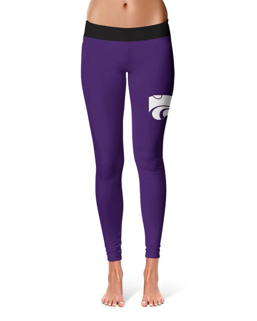 Kansas State University Wildcats K-State Collegiate Logo on Thigh Purple Women Yoga Leggings 2.5 Waist Tights" - Vive La Fête - Online Apparel Store