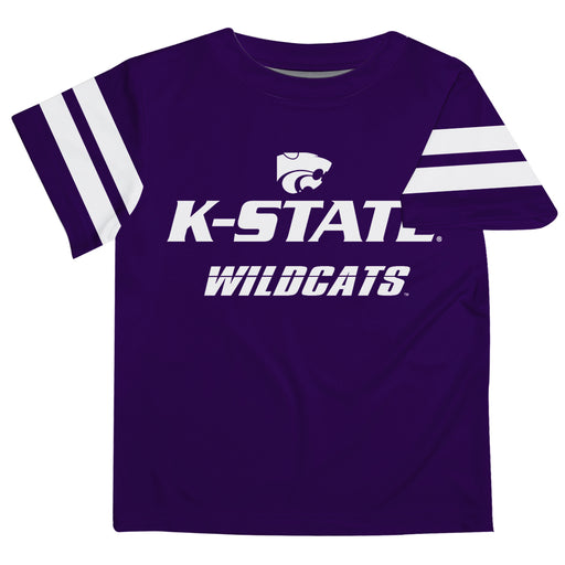 Kansas State Wildcats KSU K-State Vive La Fete Boys Game Day Purple Short Sleeve Tee with Stripes on Sleeves - Vive La Fête - Online Apparel Store