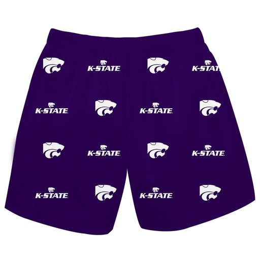 Kansas State Wildcats KSU K-State Boys Game Day All Over Logo Elastic Waist Classic Play Purple Pull On Short - Vive La Fête - Online Apparel Store