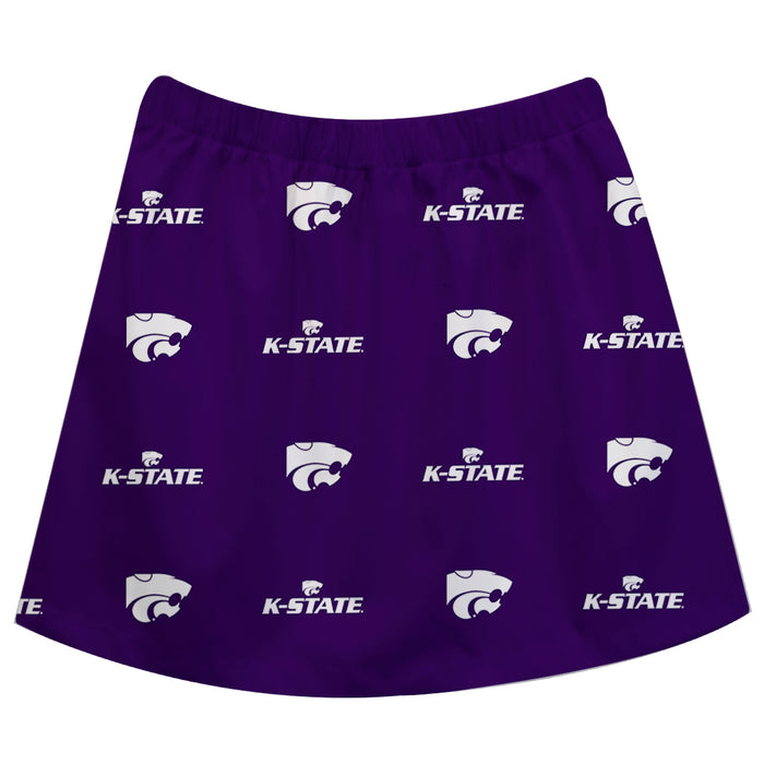 Kansas State Wildcats KSU K-State Vive La Fete Girls Game Day All Over Logo Elastic Waist Classic Play Purple Skirt - Vive La Fête - Online Apparel Store
