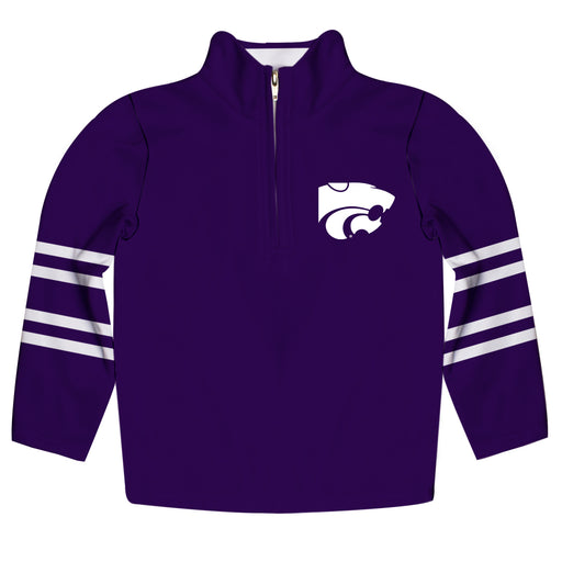 Kansas State University Wildcats K-State Vive La Fete Game Day Purple Quarter Zip Pullover Stripes on Sleeves - Vive La Fête - Online Apparel Store