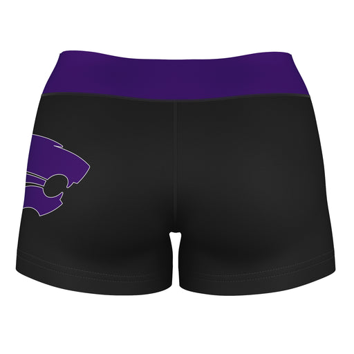Kansas State Wildcats KSU K-State Logo on Thigh & Waistband Black & Purple Women Yoga Booty Workout Shorts 3.75 Inseam" - Vive La Fête - Online Apparel Store