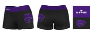 Kansas State Wildcats KSU K-State Logo on Thigh & Waistband Black & Purple Women Yoga Booty Workout Shorts 3.75 Inseam" - Vive La Fête - Online Apparel Store