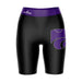 Kansas State Wildcats KSU K-State Vive La Fete Logo on Thigh and Waistband Black and Purple Women Bike Short 9 Inseam"