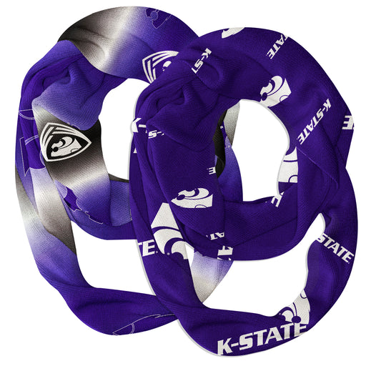 Kansas State Wildcats Vive La Fete All Over Logo Collegiate Women Set of 2 Light Weight Ultra Soft Infinity Scarf