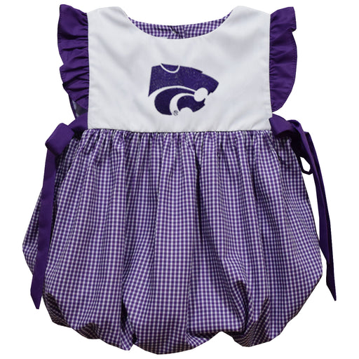 Kansas State University Wildcats K-State Embroidered Purple Gingham Short Sleeve Girls Bubble
