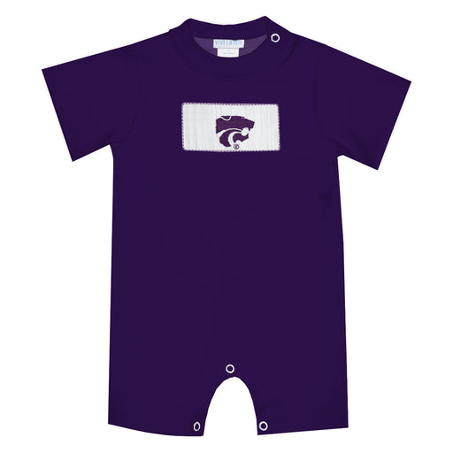 Kansas State University Wildcats K-State Smocked Purple Knit Short Sleeve Boys Romper