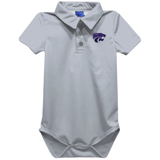Kansas State University Wildcats K-State Embroidered Gray Solid Knit Polo Onesie