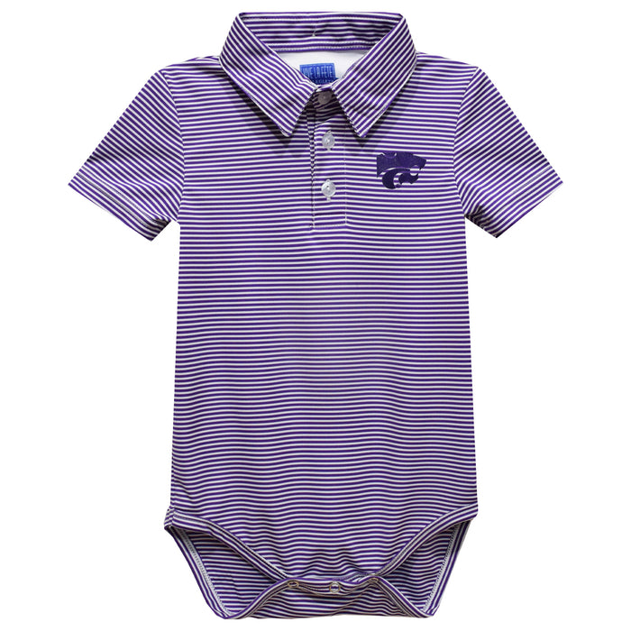 Kansas State University Wildcats K-State Embroidered Purple Stripes Stripe Knit Polo Onesie