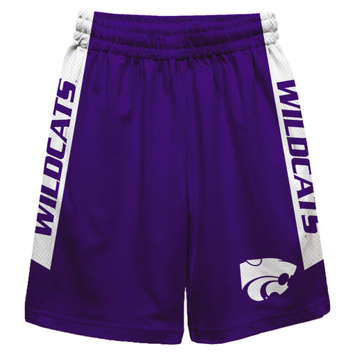 Kansas State Wildcats KSU K-State Vive La Fete Game Day Purple Stripes Boys Solid White Athletic Mesh Short